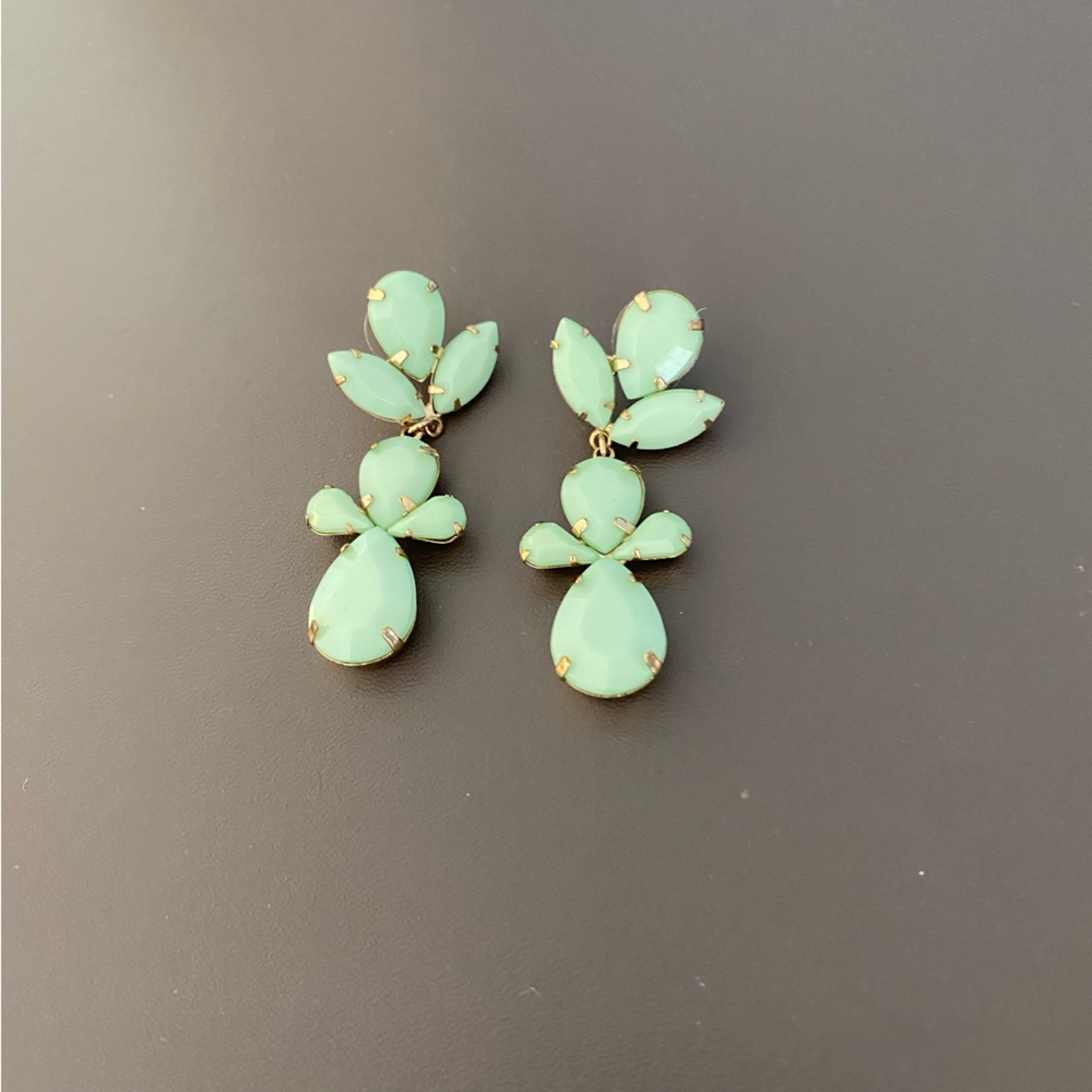 Mint green stone statement earrings